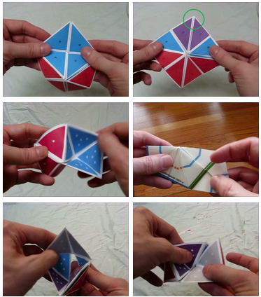 a series of pictures showing different flexagons and flexes