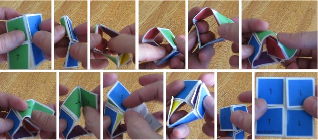 tuck flex from a box on a square tetraflexagon